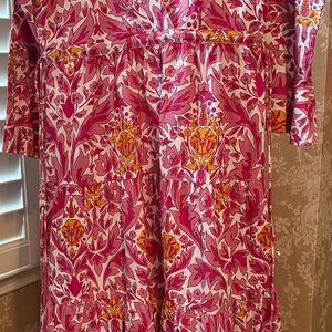 Beyond by Vera handmade cotton Floral Pink and Yellow Women's Dress
